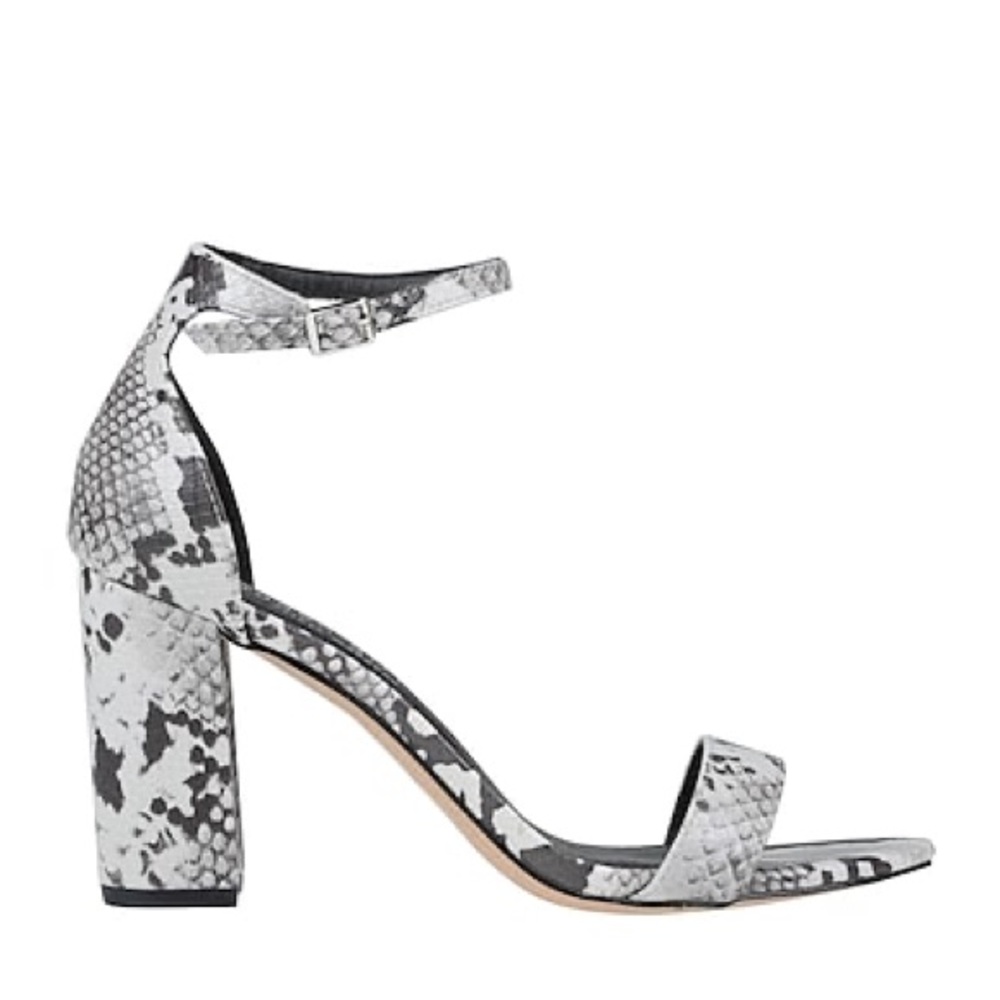 Madden Girl Block Heels Light Gray Snakeskin Print with Straps Size 7.5